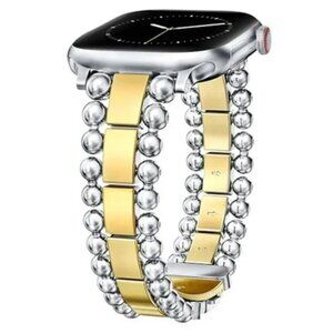 Luxury Style Silver and Gold Beaded Fashion Apple Compatible Replacement Band